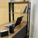 Ver imagem 4 de Escrivaninha Mesa Escritório com Estante Match 4 Prateleiras 120cm Pinho E Preto