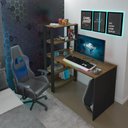 Ver imagem 7 de Escrivaninha Mesa Escritório com Estante 4 Prateleiras Match