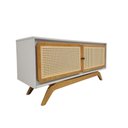 Ver imagem 1 de Rack Sala Tv até 50 Polegadas Ricco 113 Cm Laca Portas Palhinha Off White