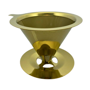 Coador Filtro para Café Reutilizável Inox Dourado Fineza