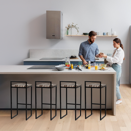 Kit 4 Banqueta Quadrada Preta para Balcão Ilha Cozinha Gourmet Bancada Piscina Bares Àrea de Lazer - 6