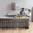 Ver imagem 6 de Kit 4 Banqueta Quadrada Preta para Balcão Ilha Cozinha Gourmet Bancada Piscina Bares Àrea de Lazer