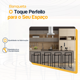 Kit 4 Banqueta Quadrada Preta para Balcão Ilha Cozinha Gourmet Bancada Piscina Bares Àrea de Lazer - 3