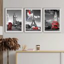 Ver imagem 1 de Quadro Decorativo City Paris London + Vidro 33x25 3pç Quarto:branco
