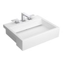 Ver imagem 2 de Cuba de Semiencaixe Lavatório Retangular com Mesa e Válvula Oculta 56x46cm Branco - L.873.17