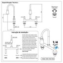 Ver imagem 6 de Torneira Misturador Cozinha Mesa Bancada Tubo Conic Flexível Cromado Duplo Jato Luxo 1/4 de Volta