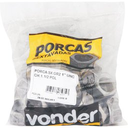 Porca sextavado 3/8 nc polido pacote com 100 - Vonder - 2