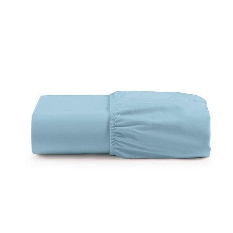 Lençol de Baixo Casal Padrão Avulso com Elástico Luiza Algodão Percal 180 Fios - Azul