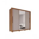 Ver imagem 1 de Guarda Roupa Casal Panamá Porta Espelho Central 3 Portas 4 Gavetas Salleto Cinamomo/off White