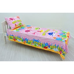 Jogo De Lençol Cobre Leito E Fronha Baby Shark Rosa Kit 2pçs - 4