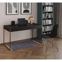 Ver imagem 1 de Escrivaninha Industrial Escritório Preta 137X53Cm Malta Com 1 Cadeira Preta Base Cobre Cor: Preto