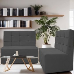 Canto Alemão Confortável para Apartamento Cozinha e Restaurantes Suede Cinza Escuro - 2