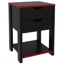 Ver imagem 2 de Mesa de Cabeceira 2 Gavetas Preto/Vermelho Me4163 - Tecnomobili