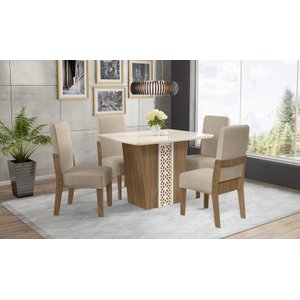 CONJUNTO SALA DE JANTAR ESMERALDA COM 4 CADEIRAS CEDRO 74B