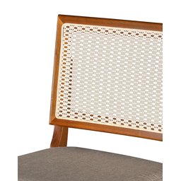Kit 2 Banquetas Alta Roma Rattan Luxo Balcão Banco Pés Madeira em Madeira Maciça Premium Cor Bege - 5