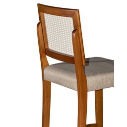 Kit 2 Banquetas Alta Roma Rattan Luxo Balcão Banco Pés Madeira em Madeira Maciça Premium Cor Bege - 6
