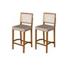 Kit 2 Banquetas Alta Roma Rattan Luxo Balcão Banco Pés Madeira em Madeira Maciça Premium Cor Bege - 1