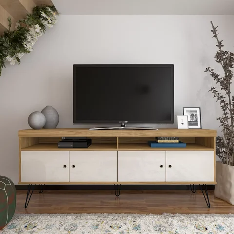 Rack para TV até 75 Polegadas 160cm Tampo Metal Liberty Marrom