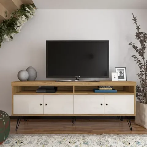 Rack para TV até 75 Polegadas 160cm Tampo Metal Liberty Artely Carvalho/ Off White
