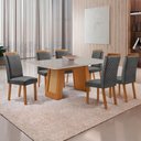 Ver imagem 7 de Mesa de Jantar Carolina 180cm Tampo MDF Vidro Canto Copo com 6 Cadeiras Lorena Moderna Mobília
