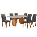 Ver imagem 1 de Mesa de Jantar Carolina 180cm Tampo MDF Vidro Canto Copo com 6 Cadeiras Lorena Moderna Mobília