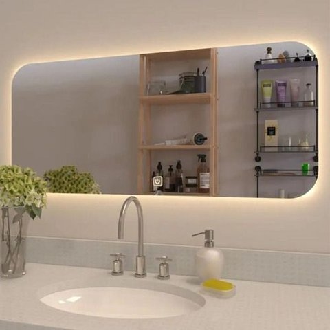 Espelho Lapidado P/ Banheiro C/ Led Neutro Atrás 100l X 80a Cm