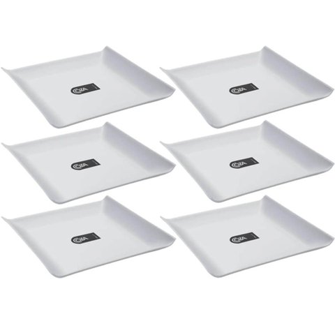 Kit 6 Pratos 16cm Quadrados Coza Cosy Servir Frutas Sorvete Frios Pequenos Casual