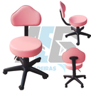 Ver imagem 1 de Cadeira Mocho de Trabalho Confortável Estética Manicure Giratória Feminina Odonto com Encosto Rosa