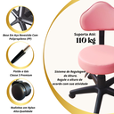 Ver imagem 5 de Cadeira Mocho de Trabalho Confortável Estética Manicure Giratória Feminina Odonto com Encosto Rosa