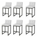 Ver imagem 2 de Banqueta Cozinha Alta com Encosto Industrial Kit 6 Preto Lirina Pu Branco C05 - D'Rossi