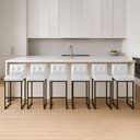 Ver imagem 1 de Banqueta Cozinha Alta com Encosto Industrial Kit 6 Preto Lirina Pu Branco C05 - D'Rossi