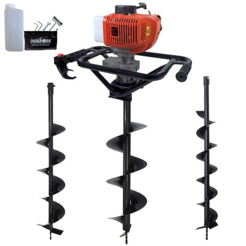 Perfurador de Solo Motorizado com 3 Brocas DPS523P Profissional Laranja Duratork