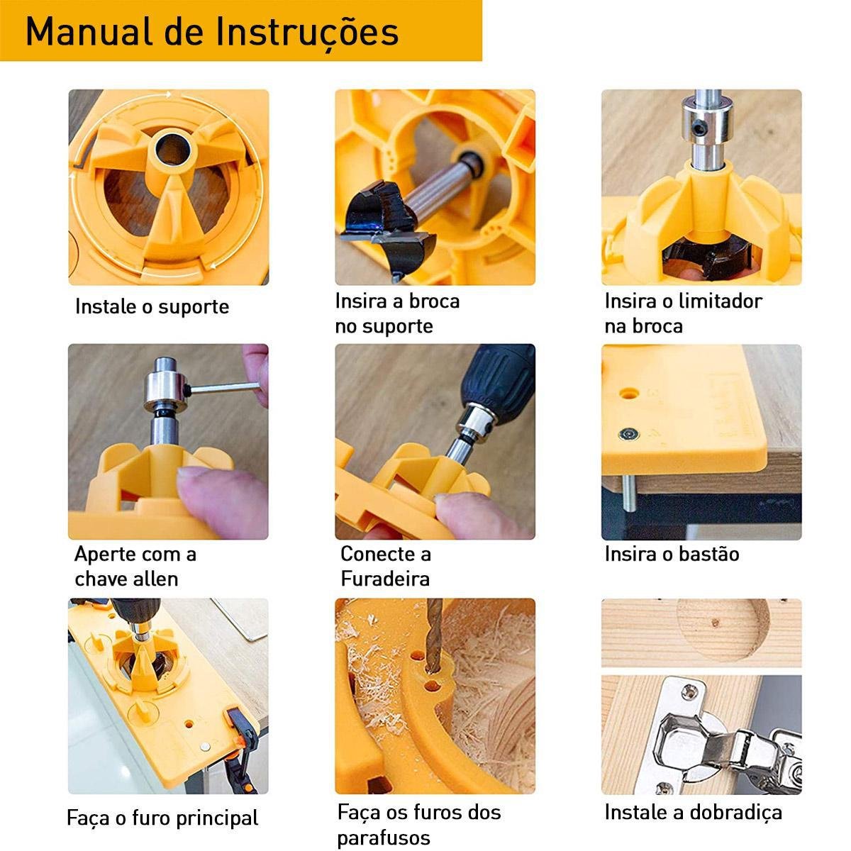 Gabarito de Furação para Dobradiça Khi Hinge com Broca 35mm - 6