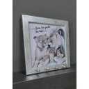 Ver imagem 1 de Quadro Porta Chaves Família Leão Frase Moldura Prata Envelhecida 20x20cm