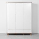 Ver imagem 1 de Guarda-roupa Curvo Nina 3 Portas com Tampo em Cinamomo - Branco Abra Cadabra