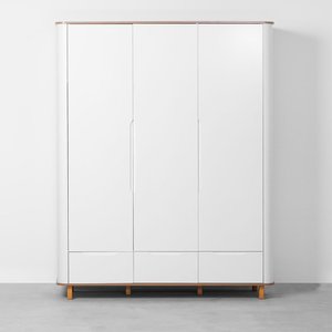 Guarda-roupa Curvo Nina 3 Portas com Tampo em Cinamomo - Branco Abra Cadabra