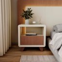 Ver imagem 1 de Mesa de Cabeceira 55cm com Gaveta e Nicho 100% MDF Padrão Planejados Mabel Off White
