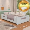Ver imagem 1 de Cama Montessori Casal Encanto Mdf Colchão Casal 138x188 D33:branco