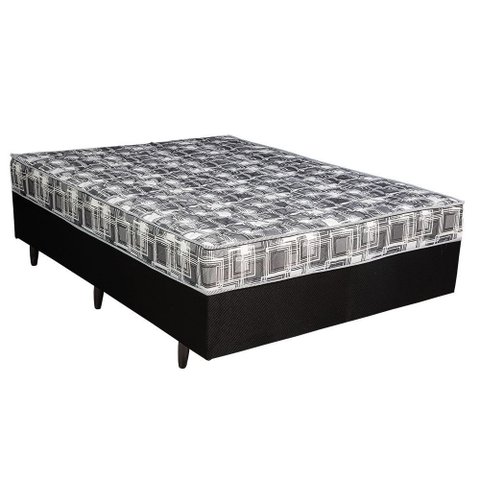 Cama Box Conjugada Casal Berflex com Molas Ensacadas Espuma D26 Suporte 90kg Preta Certificada Inmet