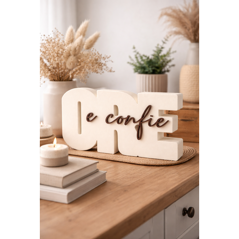 Letreiro Ore e Confie em 3d Fé Moderna Miira Studio