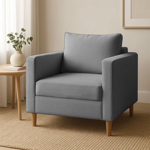 Poltrona Decorativa Helena Linho Cinza Dal Poz Estofados