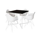 Ver imagem 6 de Mesa Jantar Industrial Quadrada Preta 90Cm Base V Com 4 Poltronas Brancas Ferro Branco Cor: Preto