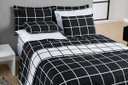 Ver imagem 2 de Cobre Leito com jogo de lençol casal 7 peças Micropercal 200 Fios Dupla Face Austin - Preto e Branco