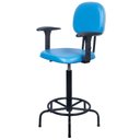 Ver imagem 2 de Cadeira de Caixa Alta Atendimento Portaria Balcao com Braco Pp Azul Turquesa Corino