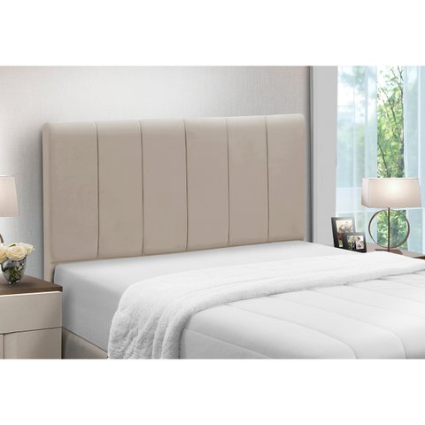 Cabeceira de Cama Box Madeira Estofada Casal Camila:bege