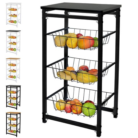 Fruteira de Chao Cozinha Tampo Madeira Florenca de Ferro