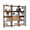 Ver imagem 2 de Estantes Escritório Home Office 189x178cm com 15 Prateleiras Mel/Preto