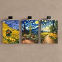 Ver imagem 2 de Kit3 Quadro Decorativo Pintura Van Gogh Noite Estrelada Sala Moderno Qualidade Premium 28x20cm