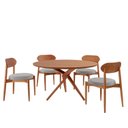 Ver imagem 2 de Conjunto Sala de Jantar Mesa 135cm Tampo Redondo Laminado e 4 Cadeiras Hope Marrom/Luna/Imbuia