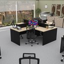 Ver imagem 4 de Estação de Trabalho com 4 Escrivaninhas em L Office Preto/Dubai